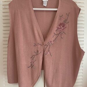Koret Pink Vest with Floral Embroidery